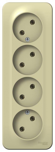 Розетка 4-м ОП Blanca 16А IP20 250В без заземл. без защ. шторок с изолир. пластиной беж. SE BLNRA000417 BLNRA000417