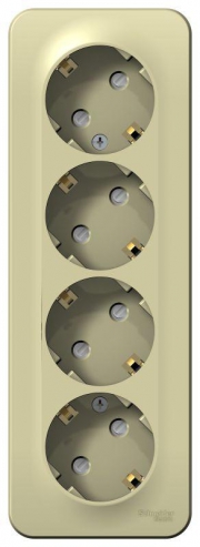 Розетка 4-м ОП Blanca 16А IP20 250В с заземл. защ. шторки с изолир. пластиной беж. SE BLNRA011417 BLNRA011417