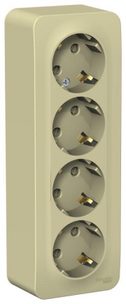 Розетка 4-м ОП Blanca 16А IP20 250В с заземл. защ. шторки с изолир. пластиной беж. SE BLNRA011417 BLNRA011417