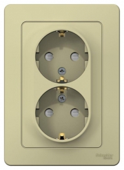 Розетка 2-м СП Blanca 16А IP20 250В с заземл. защ. шторки беж. SE BLNRS001127 BLNRS001127