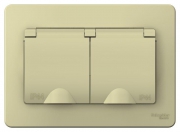 Розетка 2-м СП Blanca 16А IP44 250В с заземл. защ. шторки с крышкой беж. SE BLNRS441127 BLNRS441127