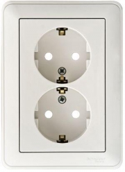 Розетка 2-м СП W59 16А IP20 с заземл. защ. шторки в сборе бел. SE RS16-255-18 RS16-255-18