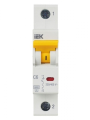 Выключатель автоматический модульный 1п C 6А 6кА ВА47-60M IEK MVA31-1-006-C MVA31-1-006-C