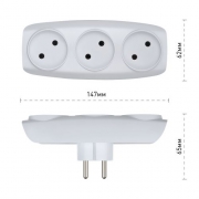 Разветвитель 3-м без заземл. 16А IP20 SP-3-W бел. Эра C0045527 C0045527