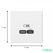Розетка USB ArtGallery тип C 65Вт QC PD высокоскор. ЗУ механизм бел. SE GAL000127 GAL000127