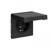 Розетка ArtGallery 16А IP44 с заземл. защ. шторки с крышкой механизм карбон SE GAL441046 GAL441046