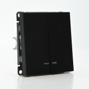 Выключатель 2-кл. ArtGallery (сх. 5а) 10AX с подсветкой механизм карбон SE GAL001053 GAL001053