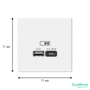 Розетка USB ArtGallery тип A+C 45Вт QC PD высокоскор. ЗУ механизм бел. SE GAL000129 GAL000129