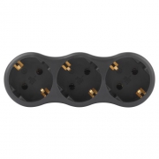 Разветвитель электрический SPx-3e-B на 3 розетки с заземл. 16А черн. Эра Б0059723 Б0059723