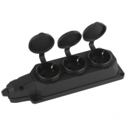 Колодка удлинителя 3-м с заземл. 16А IP44 K-3e-B-IP44 каучук черн. Эра Б0044545 Б0044545