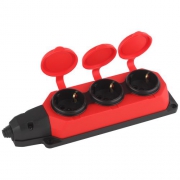 Колодка удлинителя 3-м с заземл. 16А IP44 K-3e-RED-IP44 каучук красн. Эра Б0044552 Б0044552
