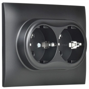 Розетка 2-м SKANDY 16А с заземл. без защ. шторок в сборе SK-R08Bl черн. IEK SK-R21-16-K02-F SK-R21-16-K02-F