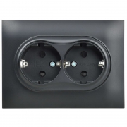 Розетка 2-м SKANDY 16А с заземл. защ. штроки в сборе SK-R07Bl черн. IEK SK-R24-16-K02-F SK-R24-16-K02-F
