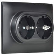 Розетка 2-м SKANDY 16А с заземл. защ. штроки в сборе SK-R07Bl черн. IEK SK-R24-16-K02-F SK-R24-16-K02-F
