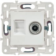 Розетка двойная TV+RJ45 кат.5E SKANDY SK-A14W арктич. бел. IEK SK-AK20-1-K01 SK-AK20-1-K01