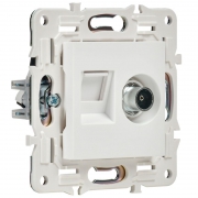 Розетка двойная TV+RJ45 кат.5E SKANDY SK-A14W арктич. бел. IEK SK-AK20-1-K01 SK-AK20-1-K01