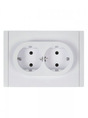 Розетка 2-м СП FORTE&PIANO FP223 16А с заземл. защ. шторки безвинт. крепл. бел. IEK FP-R24-16-1-K01 FP-R24-16-1-K01