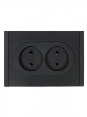 Розетка 2-м СП FORTE&PIANO FP126 10А без заземл. без защ. шторок безвинт. крепл. черн. IEK FP-R20-10-1-K02 FP-R20-10-1-K02