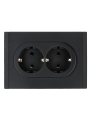 Розетка 2-м СП FORTE&PIANO FP124 16А с заземл. без защ. шторок безвинт. крепл. черн. IEK FP-R21-16-1-K02 FP-R21-16-1-K02