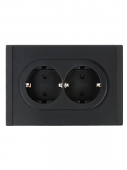 Розетка 2-м СП FORTE&PIANO FP123 16А с заземл. защ. шторки безвинт. крепл. черн. IEK FP-R24-16-1-K02 FP-R24-16-1-K02