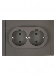 Розетка 2-м СП FORTE&PIANO FP324 16А с заземл. без защ. шторок безвинт. крепл. сер. IEK FP-R21-16-1-K03 FP-R21-16-1-K03