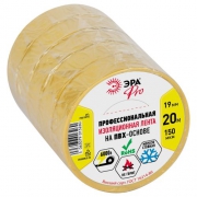 Изолента ПВХ 19ммх20м PRO150YEL ПВХ 150мкм проф. желт. Эра Б0057289 Б0057289