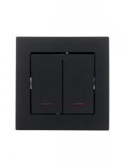 Выключатель 2-кл. СП Vesna с индикацией механизм черн. бархат LEZARD 742-4288-112 742-4288-112