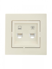 Розетка компьютерная + телефонная 1-м СП Vesna механизм крем. LEZARD 742-0388-143 742-0388-143