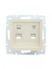 Розетка компьютерная + телефонная 1-м СП Vesna механизм крем. LEZARD 742-0388-143 742-0388-143