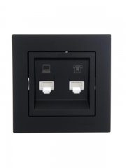 Розетка компьютерная + телефонная 1-м СП Vesna механизм черн. бархат LEZARD 742-4288-143 742-4288-143