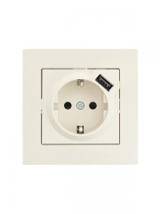 Розетка 1-м СП Vesna с заземл. с заряд. устройством USB механизм крем. LEZARD 742-0388-181 742-0388-181