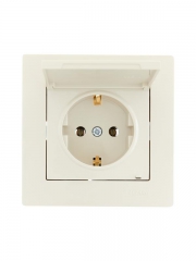 Розетка 1-м СП Vesna с заземл. с крышкой ПБТ механизм кремов. LEZARD 742-0388-123B 742-0388-123B