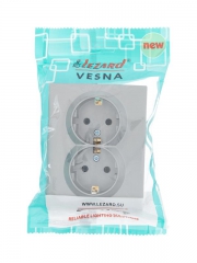 Розетка 2-м СП VESNA с заземл. ПБТ платина LEZARD 742-3500-127B 742-3500-127B