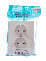 Розетка 2-м СП VESNA с заземл. со шторками ПБТ кремов. LEZARD 742-0300-178B 742-0300-178B