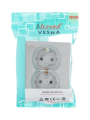 Розетка 2-м СП VESNA с заземл. со шторками ПБТ платина LEZARD 742-3500-178B 742-3500-178B
