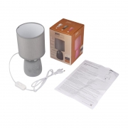 Светильник настольный JH2-02-gy E14 IP20 130х130х255мм керамика; ткань; PVC-пластик сер. JazzWay 5062320 5062320