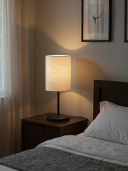 Светильник настольный JH3-01-iv E14 IP20 110х110х310мм метал.; ткань; PVC-пластик беж. JazzWay 5062351 5062351