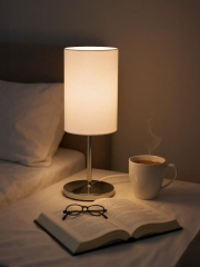 Светильник настольный JH3-01-wh E14 IP20 110х110х310мм метал.; ткань; PVC-пластик бел. JazzWay 5062344 5062344