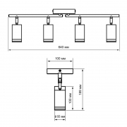 Светильник PCL-0204 4xGU10 IP20 230В BL настен./потолочн. декор. под лампу JazzWay 5066502 5066502