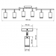 Светильник PCL-0306 6xGU10 IP20 230В BL настен./потолочн. декор. под лампу JazzWay 5066601 5066601