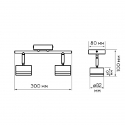 Светильник PCL-0702 max 20Вт (каждая лампа) 2xGX53 IP20 230В BL настен./потолочн. декор. под лампу JazzWay 5066809 5066809