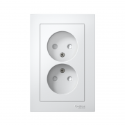 Розетка 2-м СП AtlasDesign 16А IP20 без заземл. защ. шторки в сборе бел. SE ATN000122 ATN000122