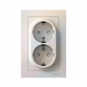 Розетка 2-м СП AtlasDesign 16А IP20 с заземл. защ. шторки в сборе жемчуж. SE ATN000426 ATN000426