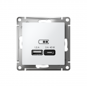 Розетка USB AtlasDesign тип A+C 45Вт QC PD высокоскор. ЗУ механизм бел. SE ATN000129 ATN000129