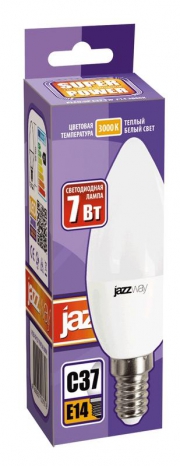 Лампа светодиодная PLED-SP C37 7Вт свеча 3000К тепл. бел. E14 530лм 230В JazzWay 1027818-2 1027818-2