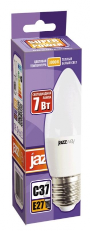 Лампа светодиодная PLED-SP C37 7Вт свеча 3000К тепл. бел. E27 530лм 230В JazzWay 1027825-2 1027825-2