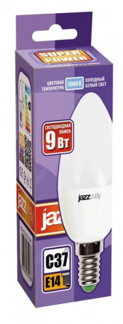 Лампа светодиодная PLED-SP C37 9Вт свеча 5000К холод. бел. E14 820лм 230В JazzWay 2859488A 2859488A