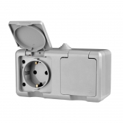 Розетка 2-м ОП Dita 16А IP54 250В с заземл. с крышкой сер. TOKOV ELECTRIC TKL-DT-R2Z-C06-IP54 TKL-DT-R2Z-C06-IP54