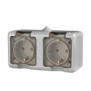 Розетка 2-м ОП Dita 16А IP54 250В с заземл. с прозр. крышкой сер.TOKOV ELECTRIC TKL-DT-R2Z-C06T-IP54 TKL-DT-R2Z-C06T-IP54