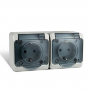 Розетка 2-м ОП Nix 16А IP54 250В с заземл. с прозр. крышкой сер. TOKOV ELECTRIC TKE-NX-R2Z-C06T-IP54 TKE-NX-R2Z-C06T-IP54